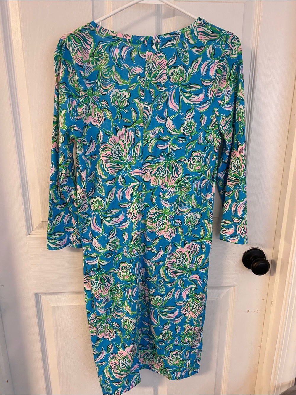 Lilly Pulitzer Tessa Three Quarter Sleeve V Neck Dress Small Cumulus Blue Chick - Picture 2 of 14
